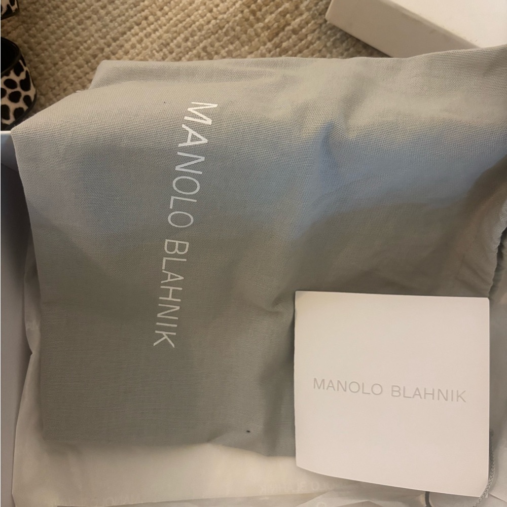 Manolo Blahnik Black Calf Hair Sandals with Black & White Leopard Straps - Picture 5 of 6